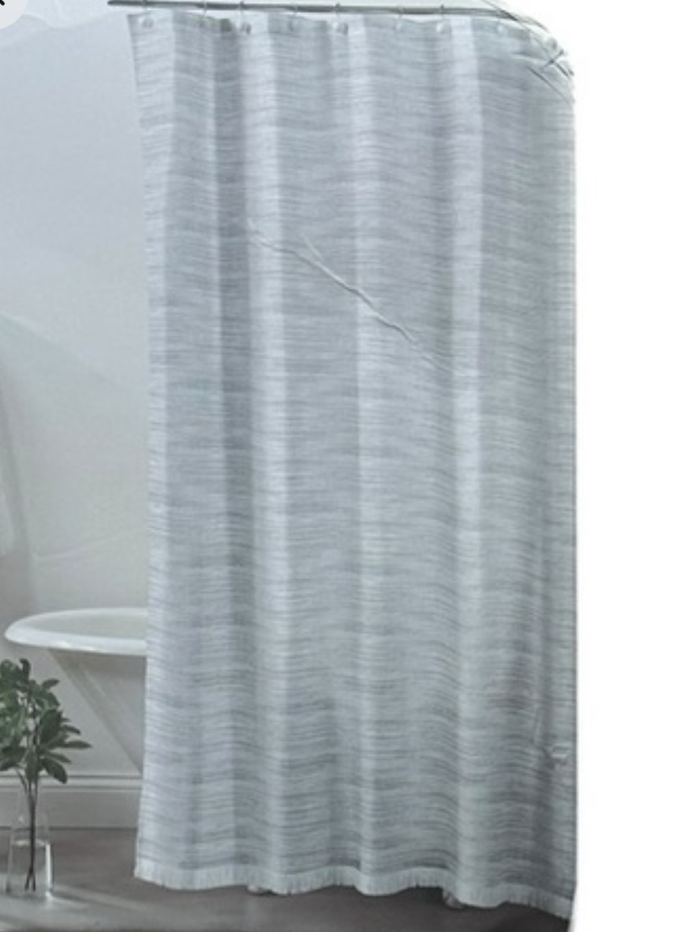 Common Thread cream green white Gray Heather Fringe shower curtain eco-melange